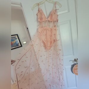 For Love & Lemons sheer Maxi Rose dress